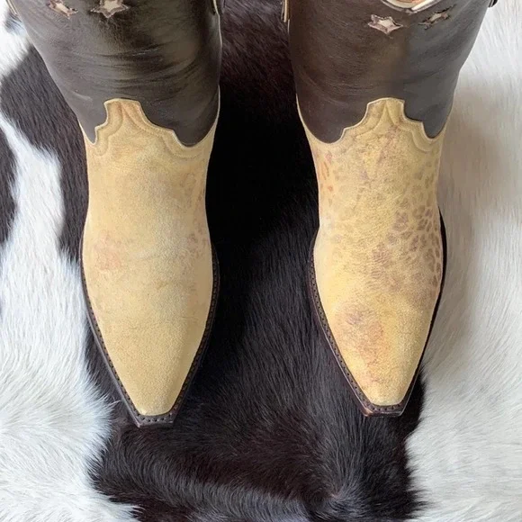 Rare Vintage OLD GRINGO Boots Leopard Star Short Cowgirl Cowboy Western Size 8 - Picture 8 of 13